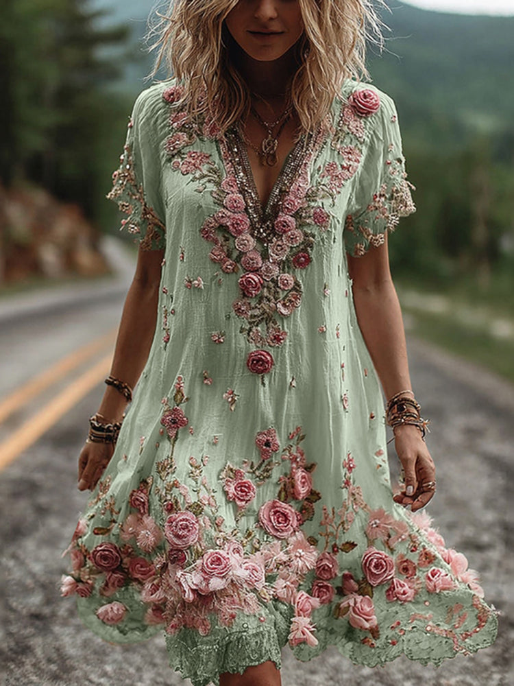 Giselda - Floral Embroidered Dress
