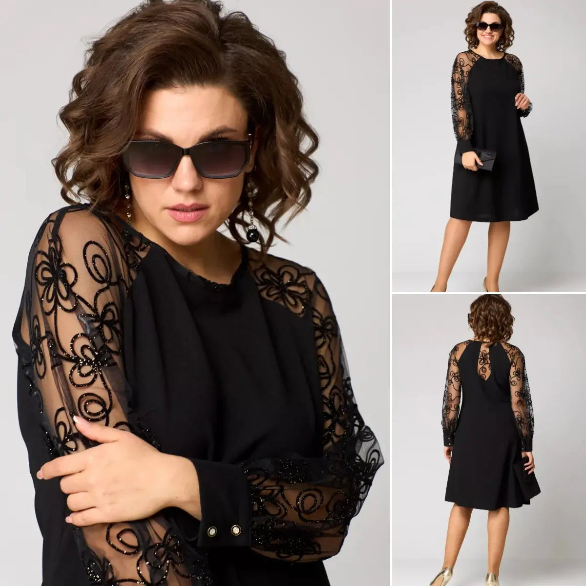 Imogen | Classic Dress with Lace Sleeves