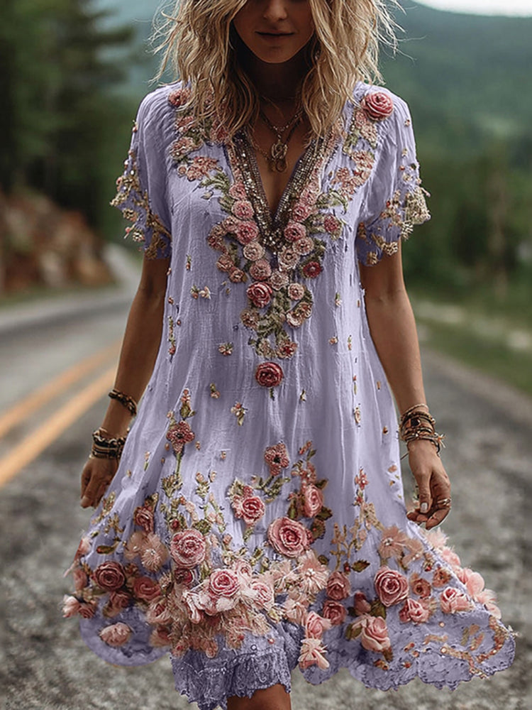 Giselda - Floral Embroidered Dress