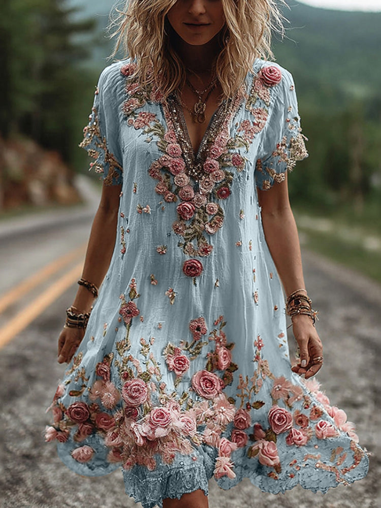 Giselda - Floral Embroidered Dress