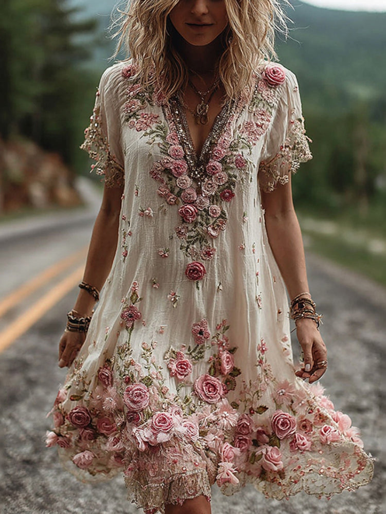 Giselda - Floral Embroidered Dress