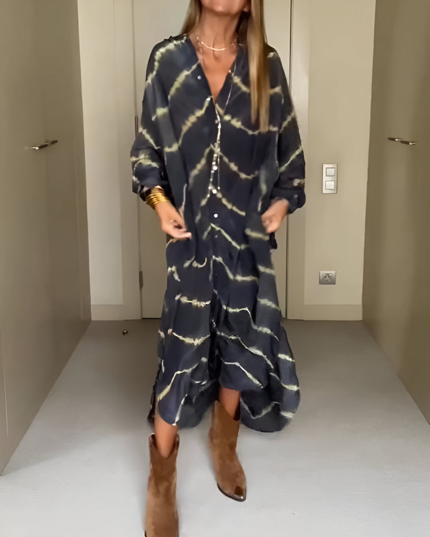 Aviyra - Soft-Touch Striped Boho Maxi Dress