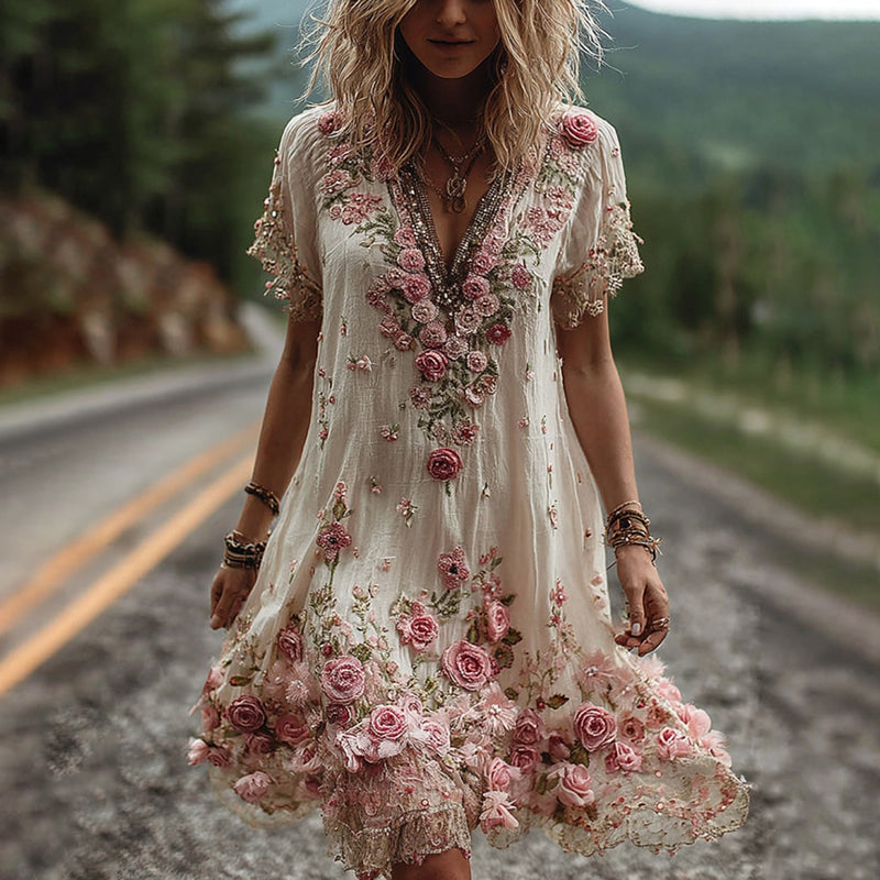 Giselda - Floral Embroidered Dress