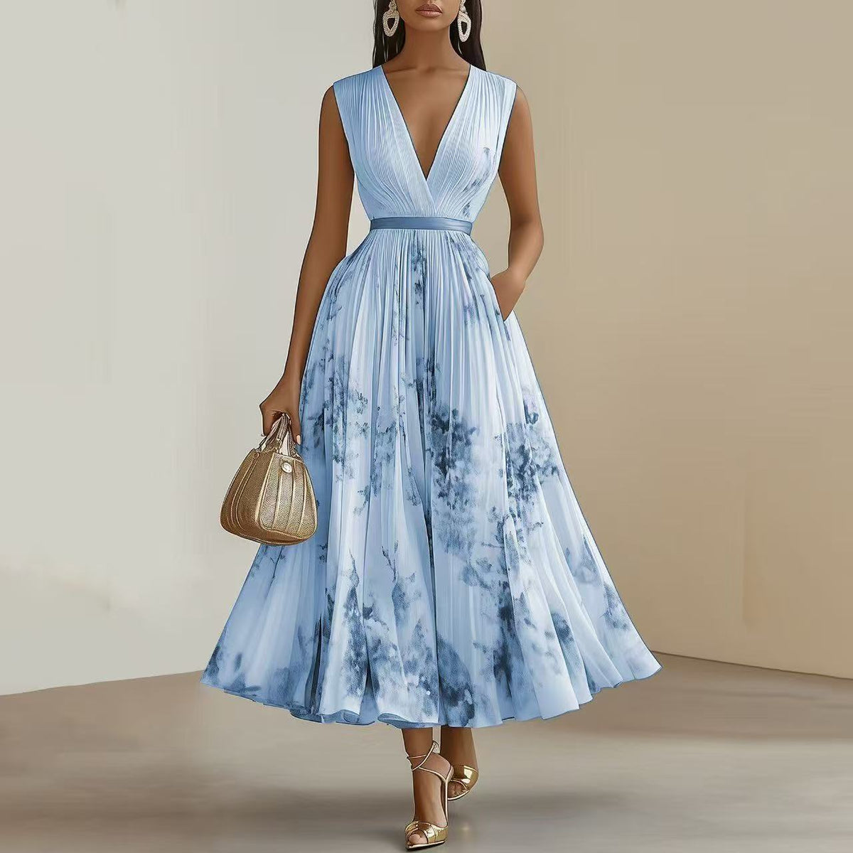 Nadia - Floral Pleated Midi Dress
