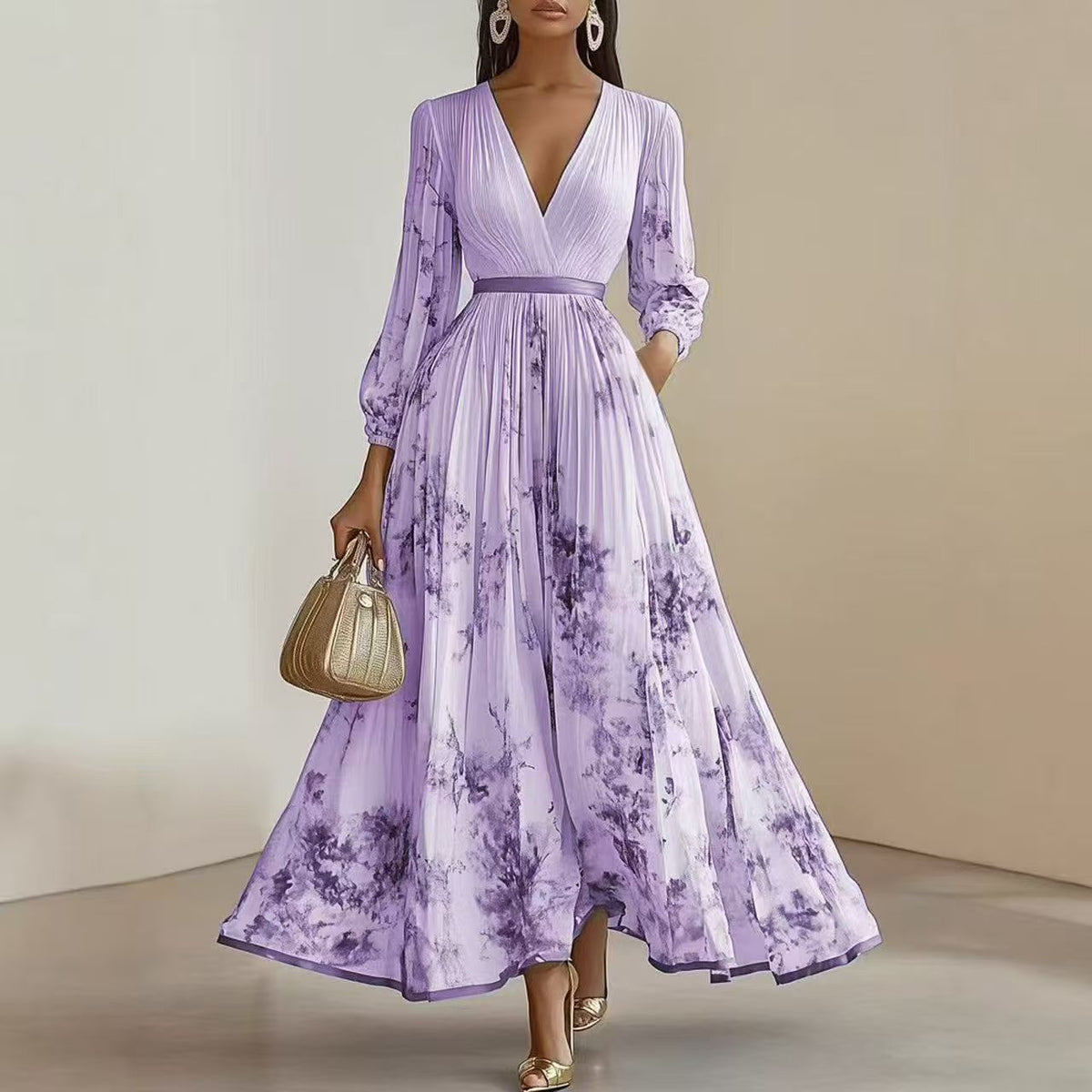 Nadia - Floral Pleated Midi Dress