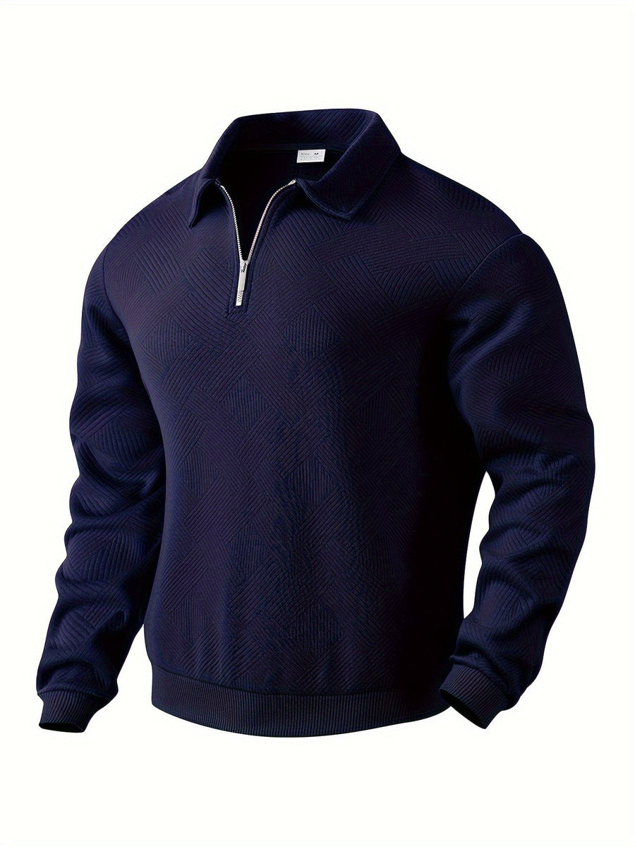 Didier – Vintage Zip-Up Sweater with Geometric Design