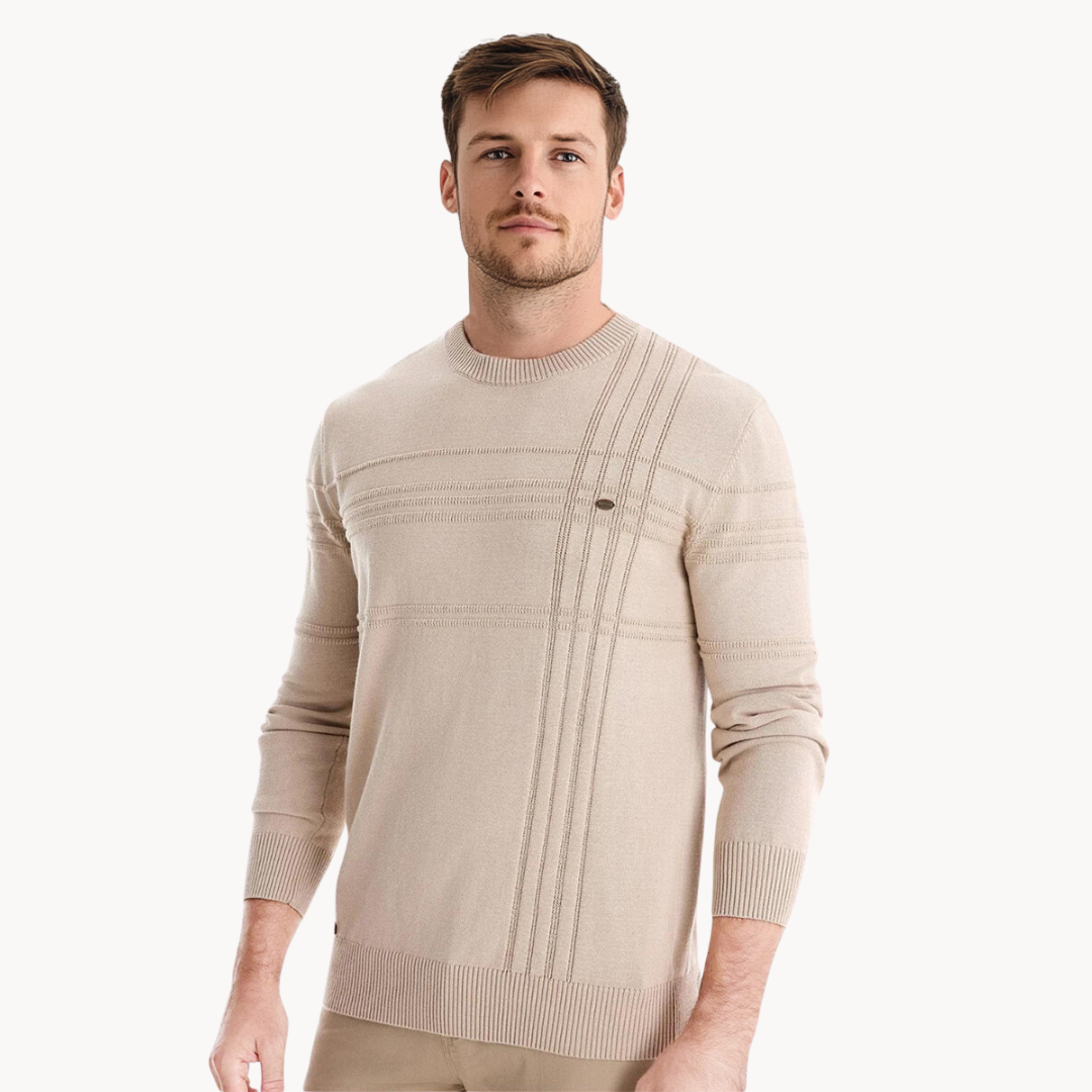 Leo Melbourne™ | Cotton Men's Sweater with Stripe Design
