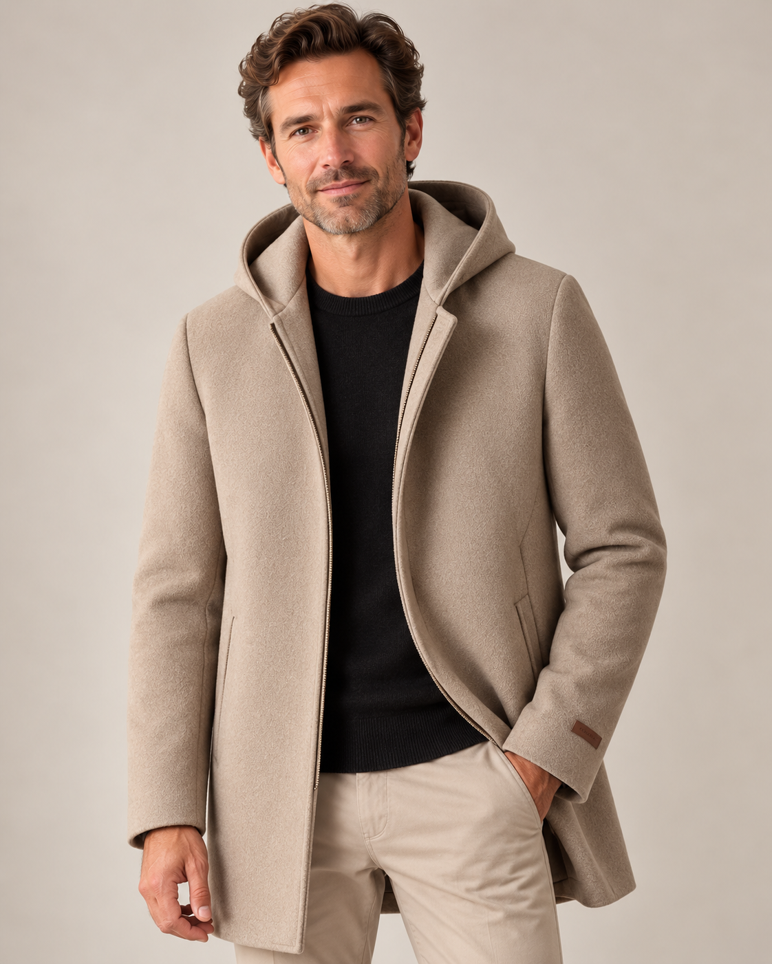100% WOOLEN HOODED COAT