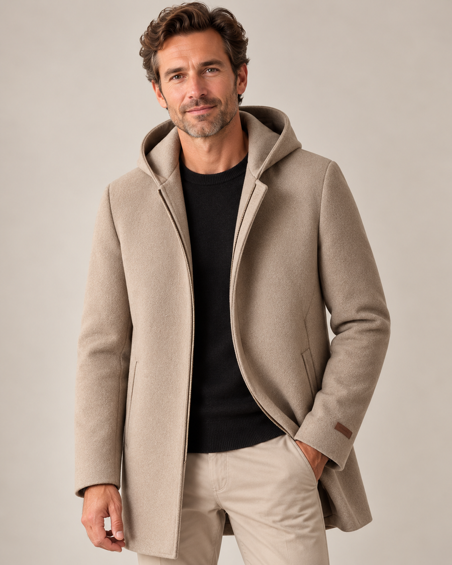 100% WOOLEN HOODED COAT
