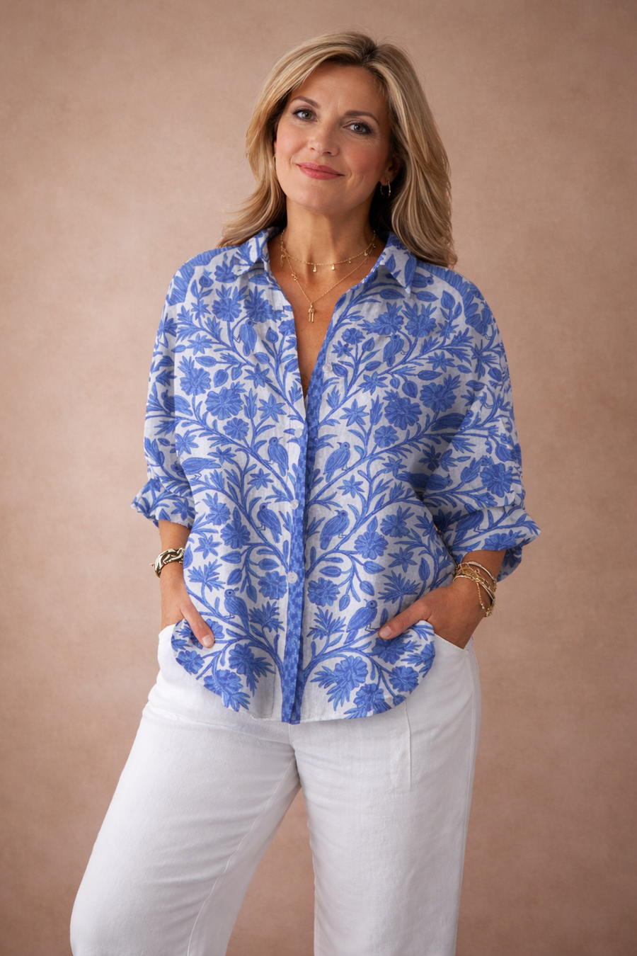 Fern | Blue Garden Blouse