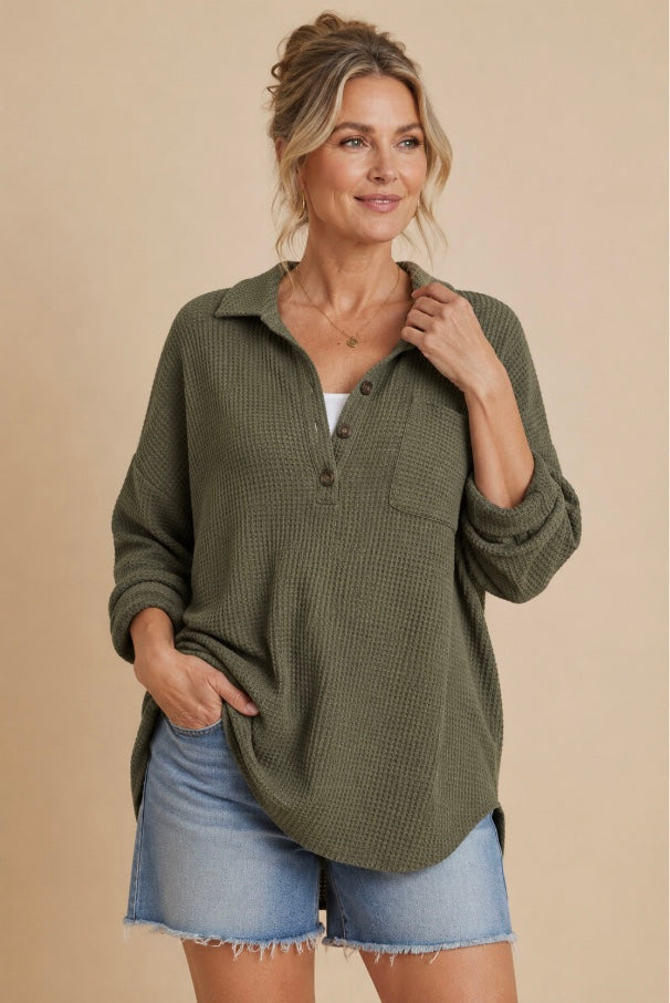 Natasha | Lightweight Button Tunic Blouse
