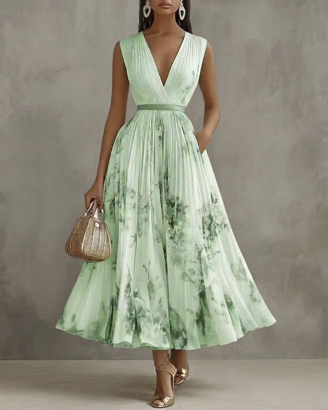 Nadia - Floral Pleated Midi Dress