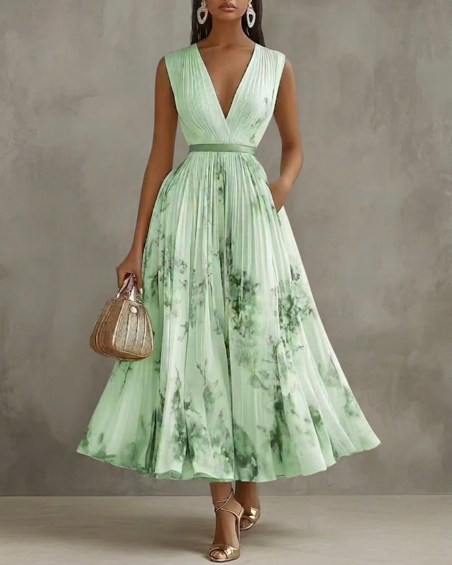 Nadia - Floral Pleated Midi Dress