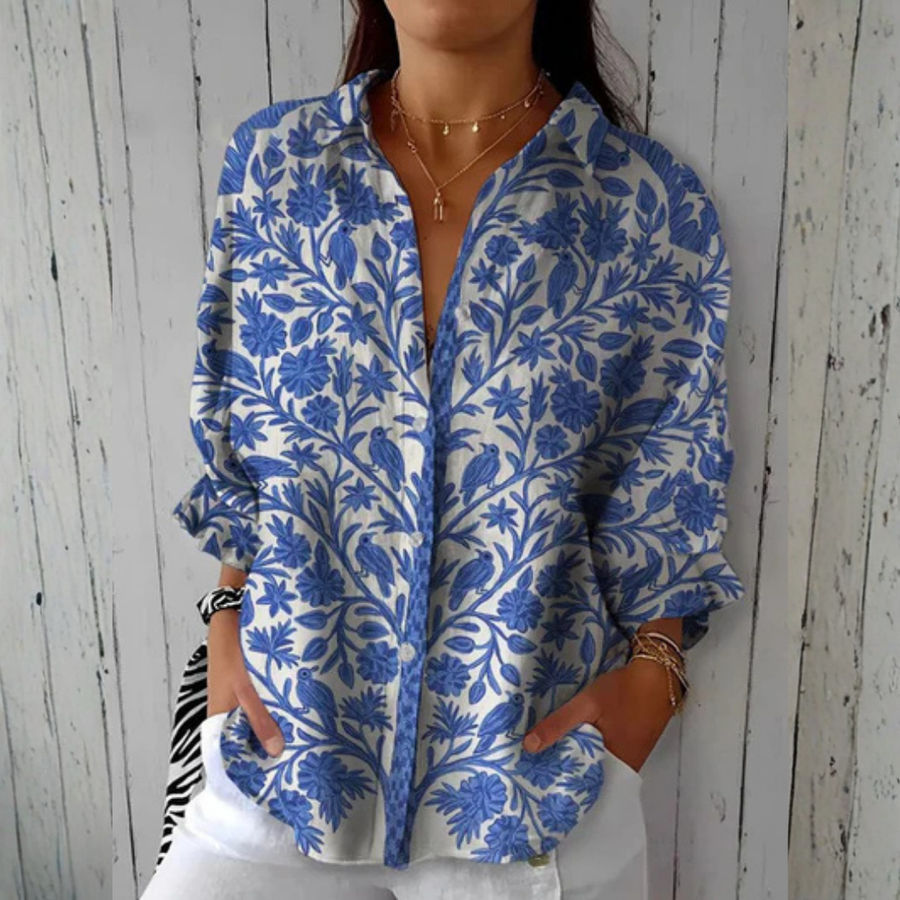 Fern | Blue Garden Blouse