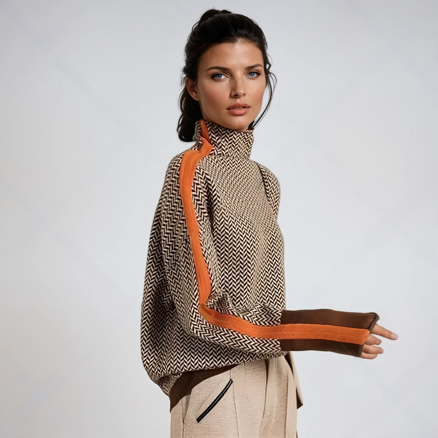 Lucía | High Neck Jumper with Contrast Stripes