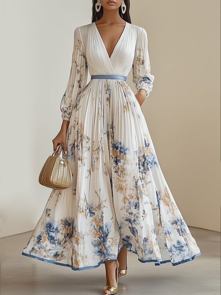 Nadia - Floral Pleated Midi Dress