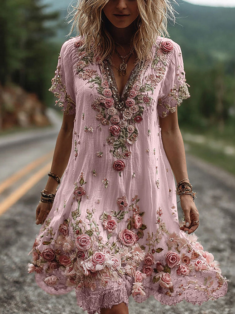 Giselda - Floral Embroidered Dress