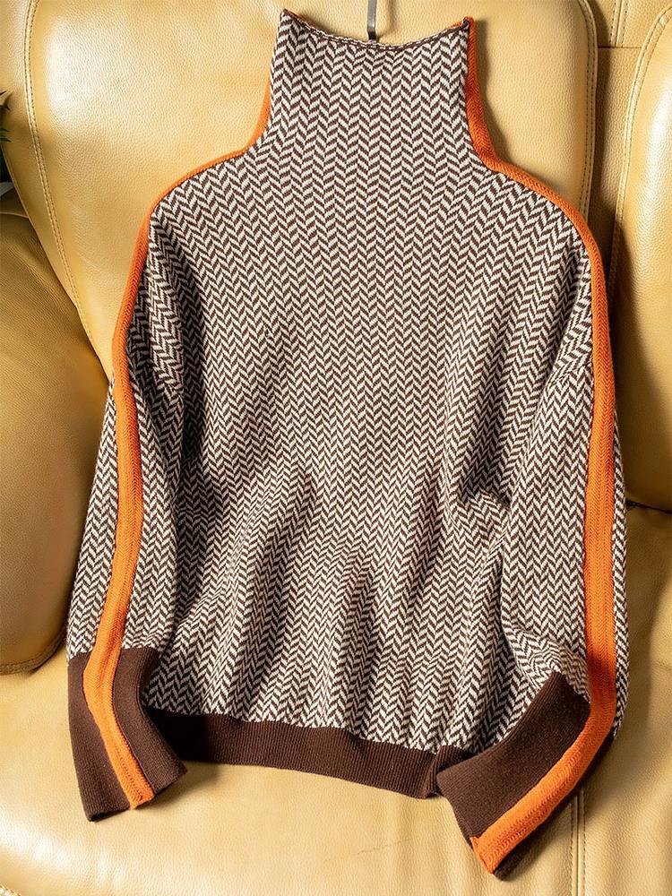 Lucía | High Neck Jumper with Contrast Stripes