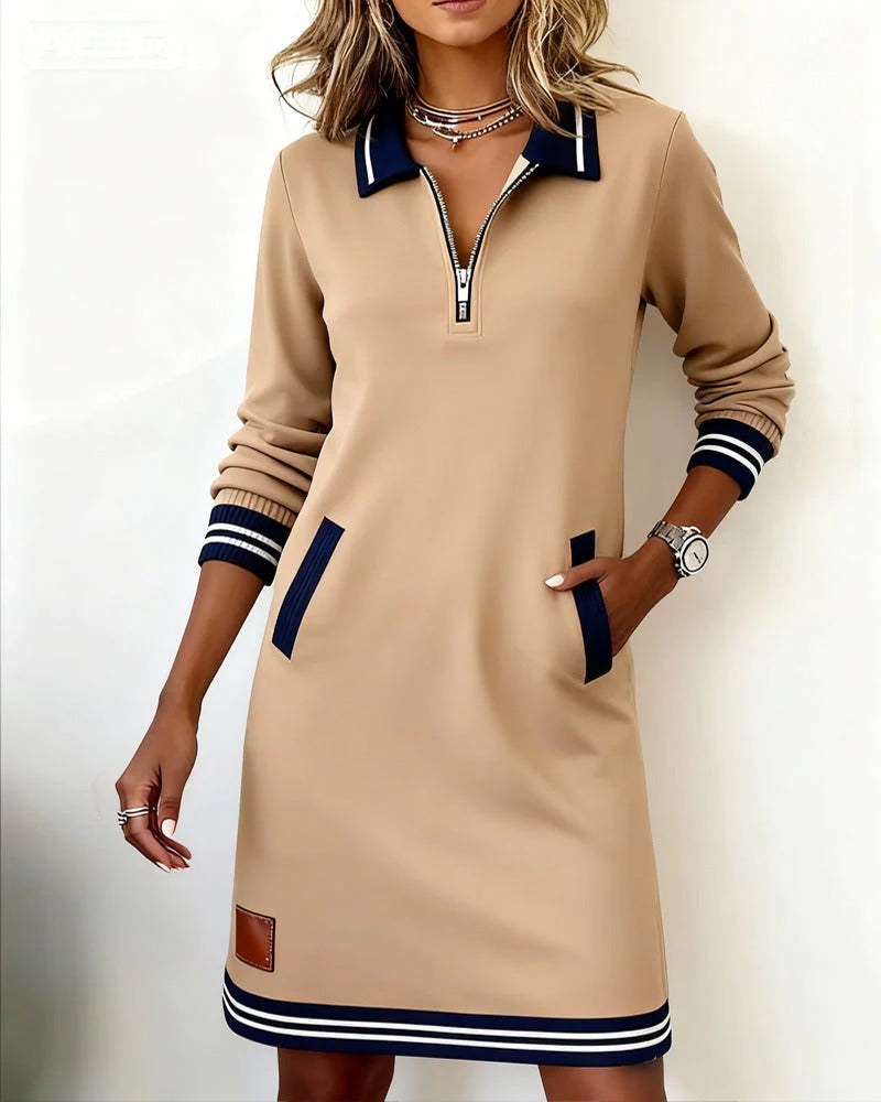Kora | Zip Collar Sweatshirt Dress