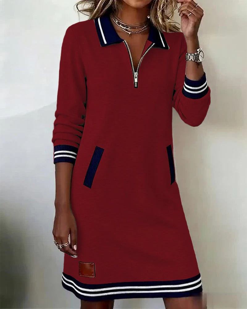 Kora | Zip Collar Sweatshirt Dress