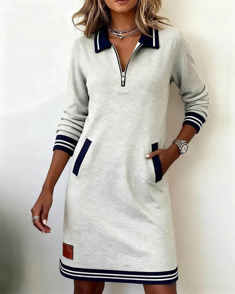 Kora | Zip Collar Sweatshirt Dress