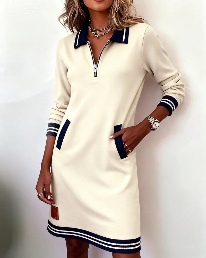 Kora | Zip Collar Sweatshirt Dress