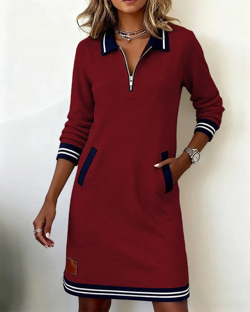 Kora | Zip Collar Sweatshirt Dress