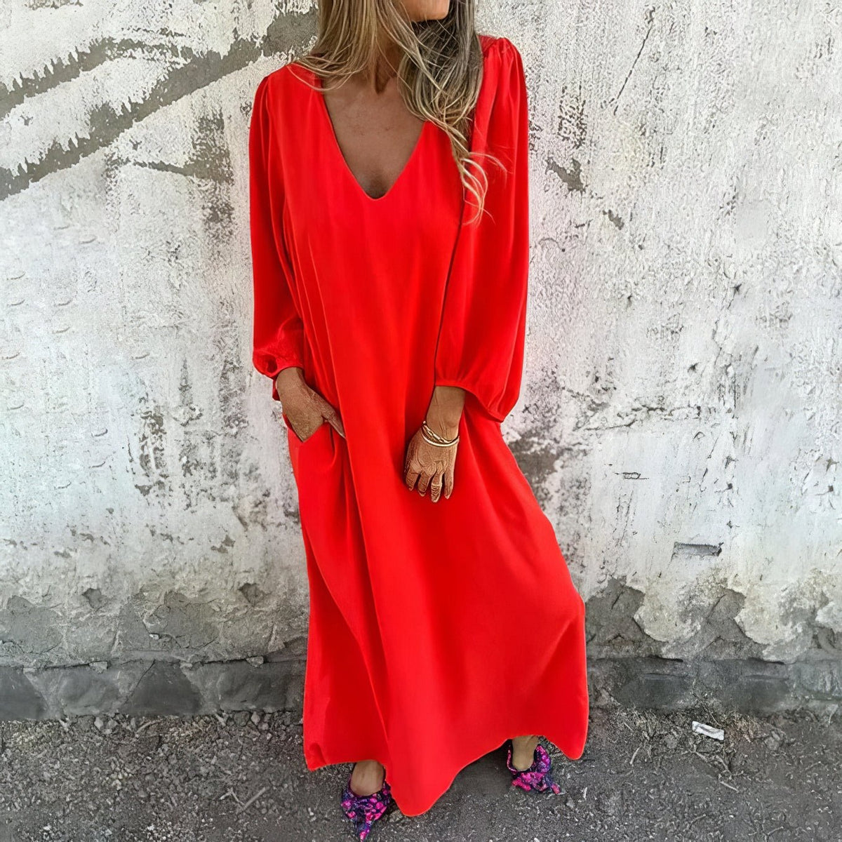 Sirelia - Soft-Touch Draped Boho Dress