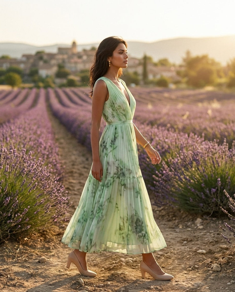 Nadia - Floral Pleated Midi Dress