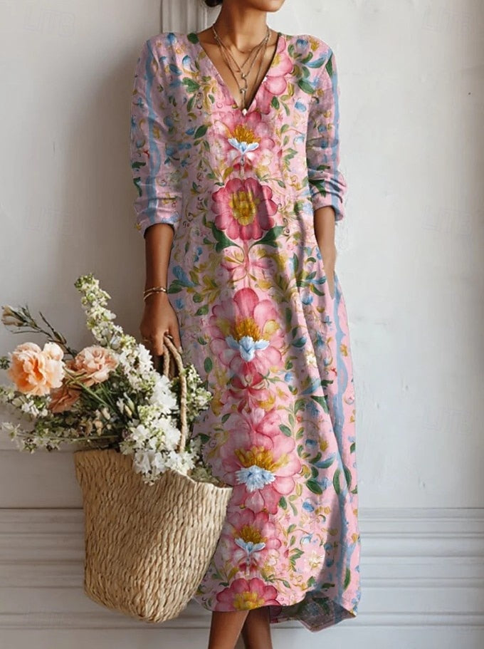 Ailsa - Floral V Neck Midi Dress