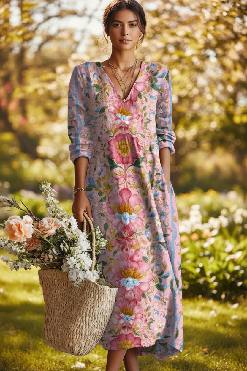 Ailsa - Floral V Neck Midi Dress
