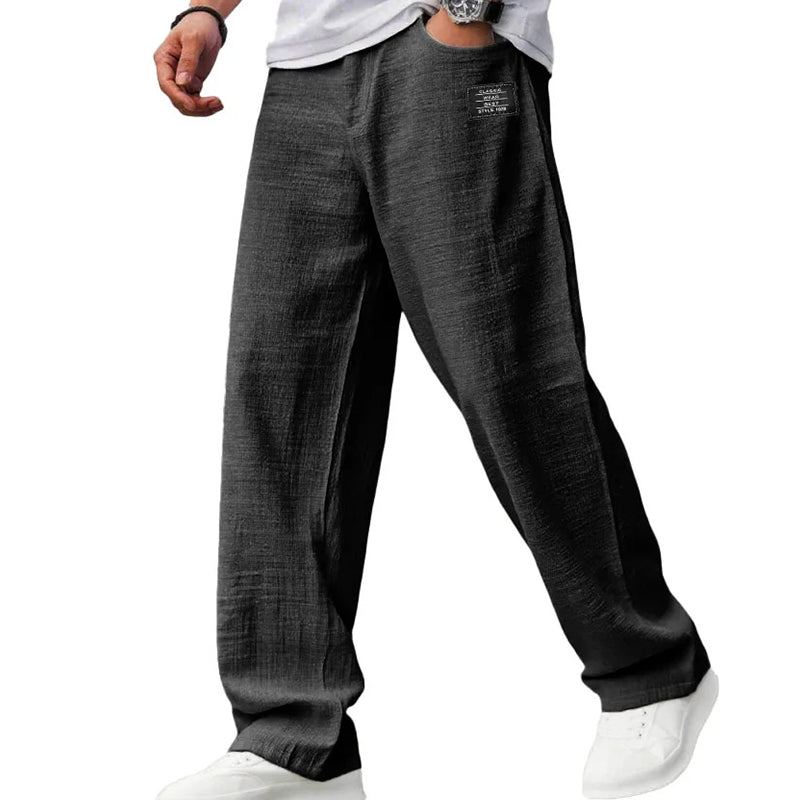 Callen - Lightweight Textured Straight-Cut Trousers
