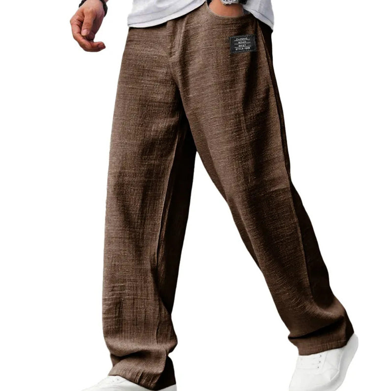 Callen - Lightweight Textured Straight-Cut Trousers